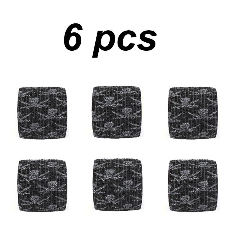 Black Skull Print Self-Adhesive Bandage 5Cm Wide Knee Ankle Support Tattoo Wrap Sports Injury Protection Elastic