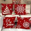 Christmas Decoration Pillow Cover Snowflake Pattern Printing Living Room Sofa Cushion Cover Room Home Party Decoration