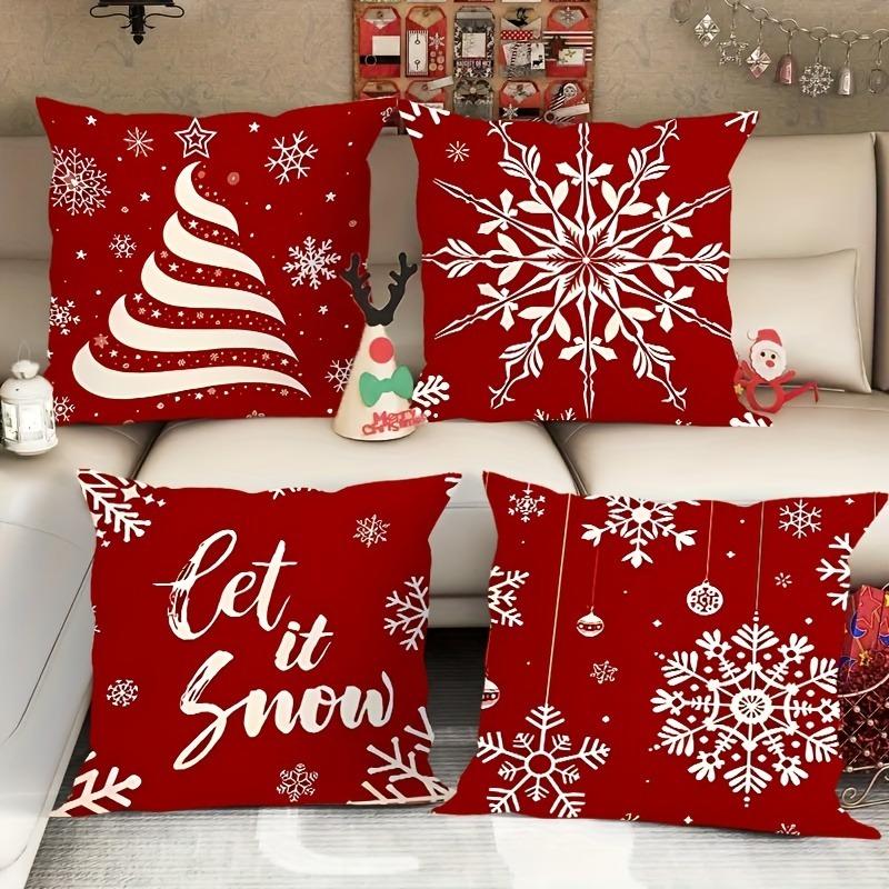 Christmas Decoration Pillow Cover Snowflake Pattern Printing Living Room Sofa Cushion Cover Room Home Party Decoration