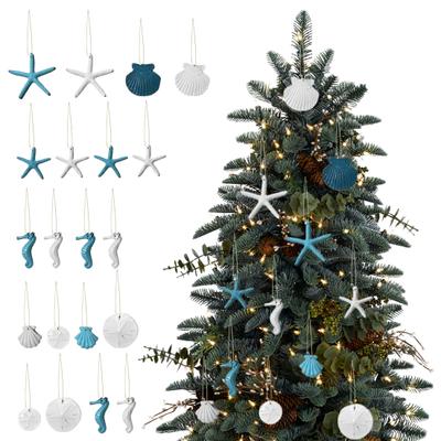 20 Pcs Resin Marine Life Pendant Artificial Starfish Seashell Seahorse Hanging Decorations