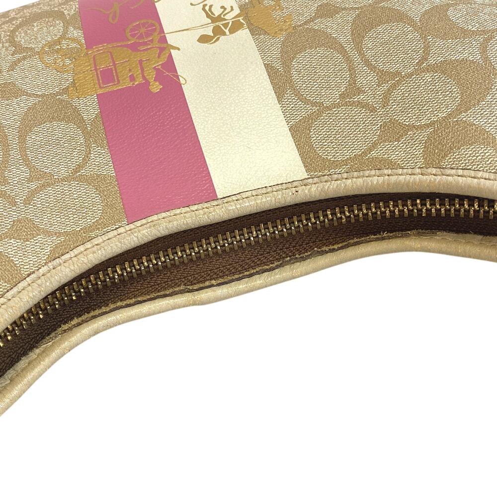 Coach F13193 Signature Canvas Shoulder Bag Beige Canvas Women Used