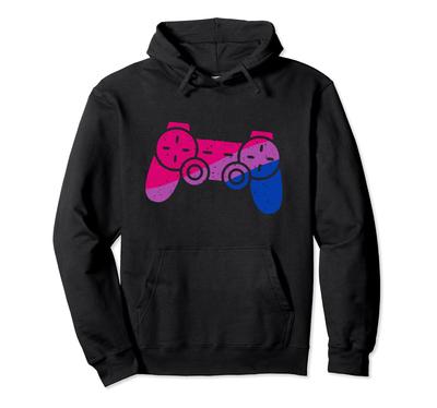 Sweat à capuche avec drapeau bisexuel pour manette de jeu pour les joueurs bi LGBTQ et les passionnés de jeux