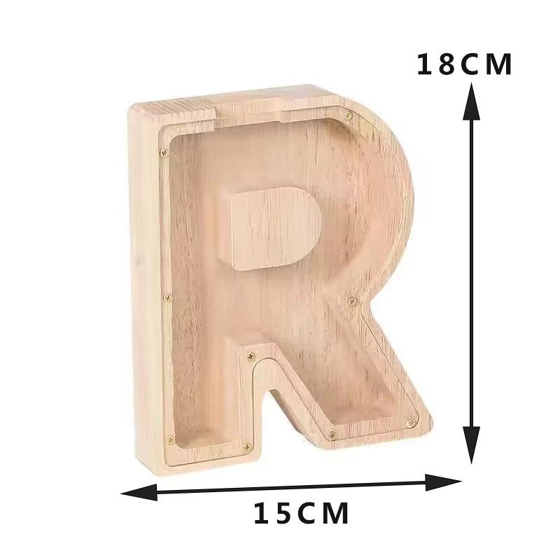 Twenty-Six English Alphabet Moneybox Coin Money Piggy Bank Wooden Letter Saving Box Desktop Ornament Home Decor