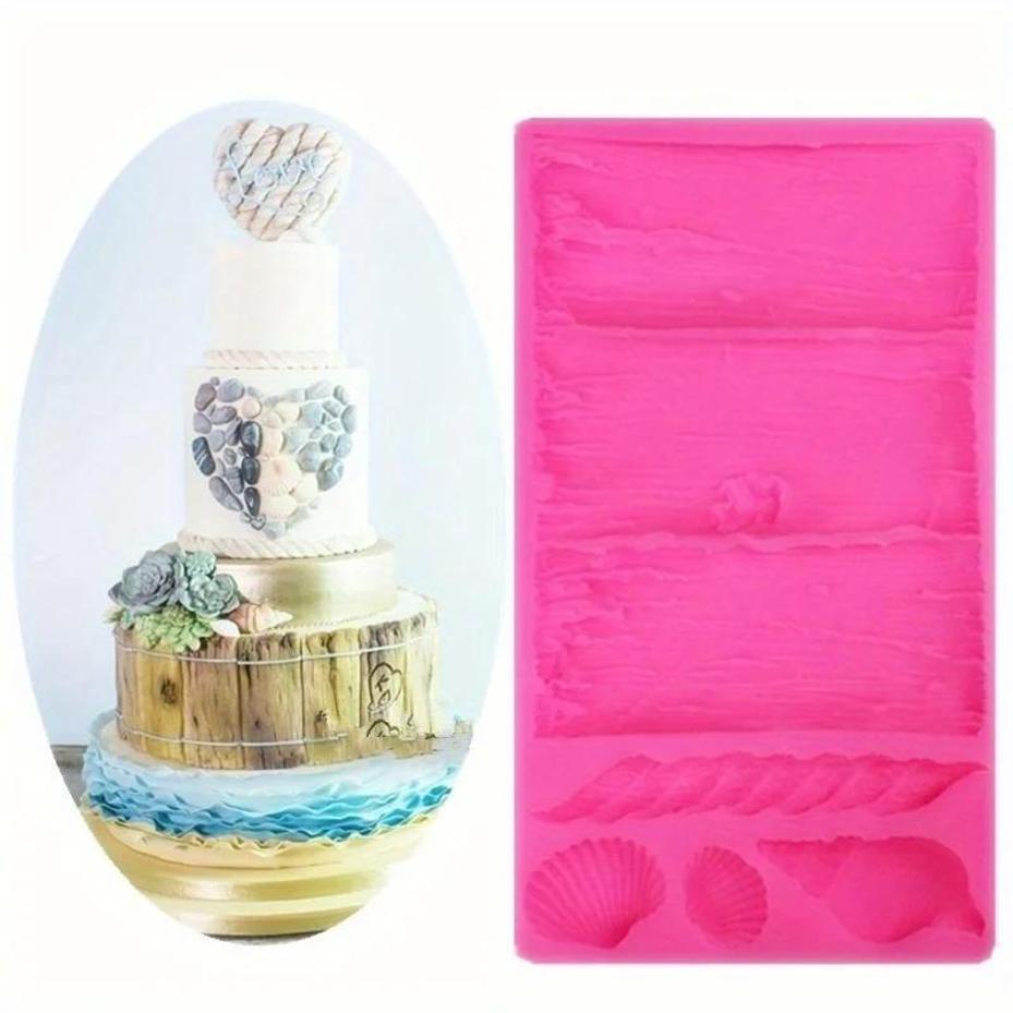 1 Pcs New Retro Bark Conch Silicone Fondant Mold Diy Chocolate Baking Cake Border Decoration Mold New