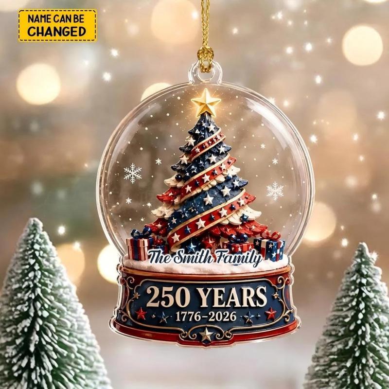 Patriotic Theme Acrylic Christmas Ornaments for the 250th U.S. Anniversary