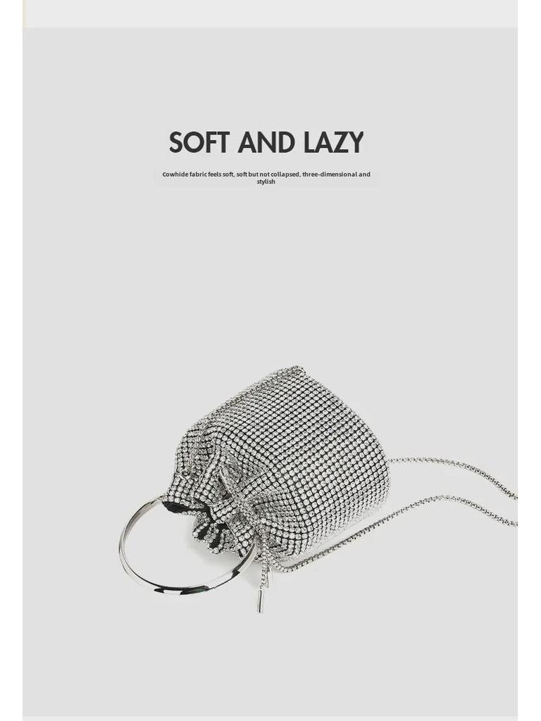 Spring 2025 Diamond Chain Bucket Crossbody Evening Bag