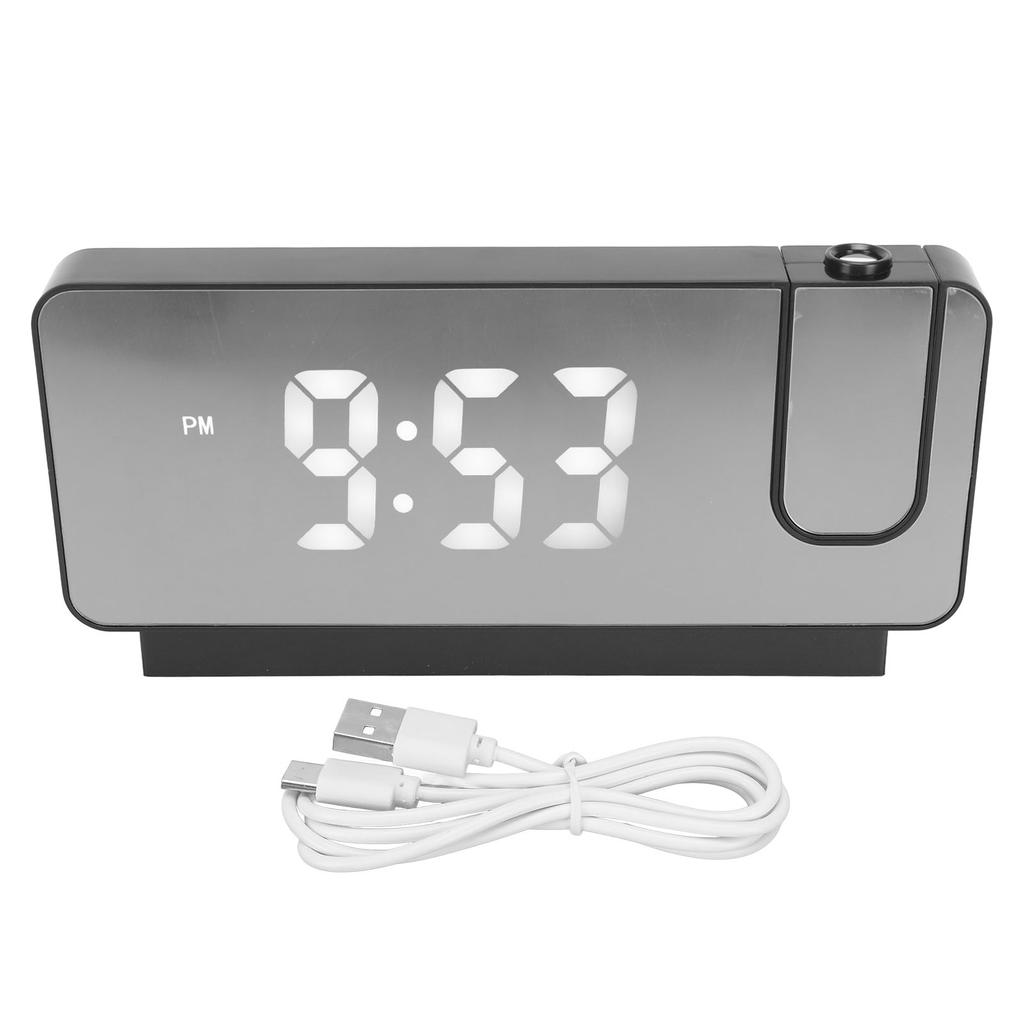 Projection Alarm Clock Time Date Temperature Display 180 Degree Wide Angle HD LED Screen Projectable