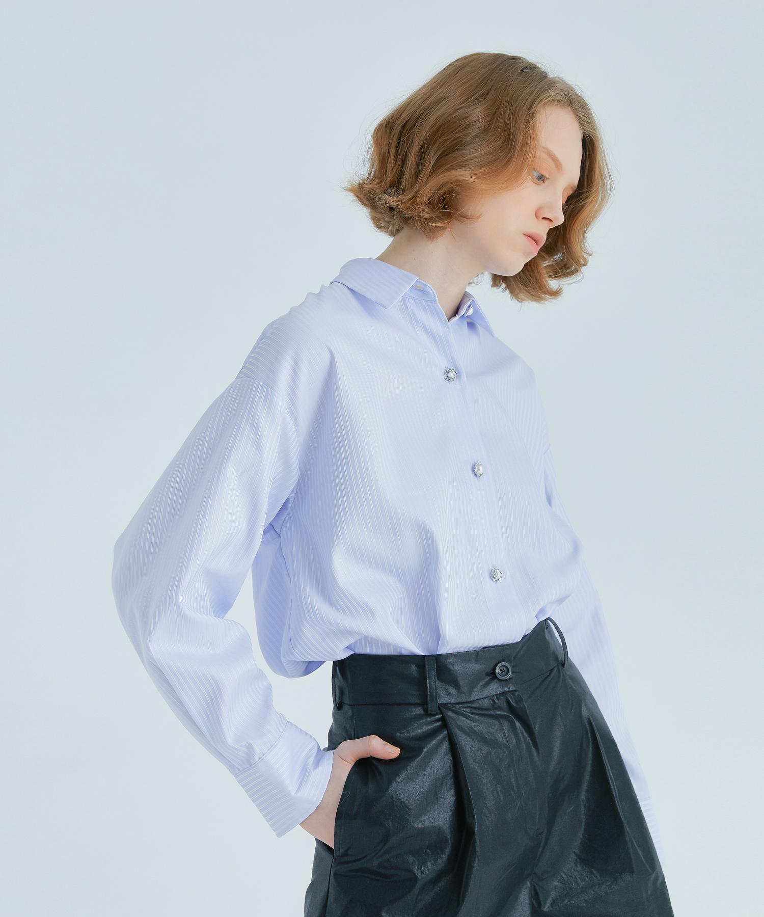 Modern Able Button-Point Stripe Shirt - Sky Blue Free