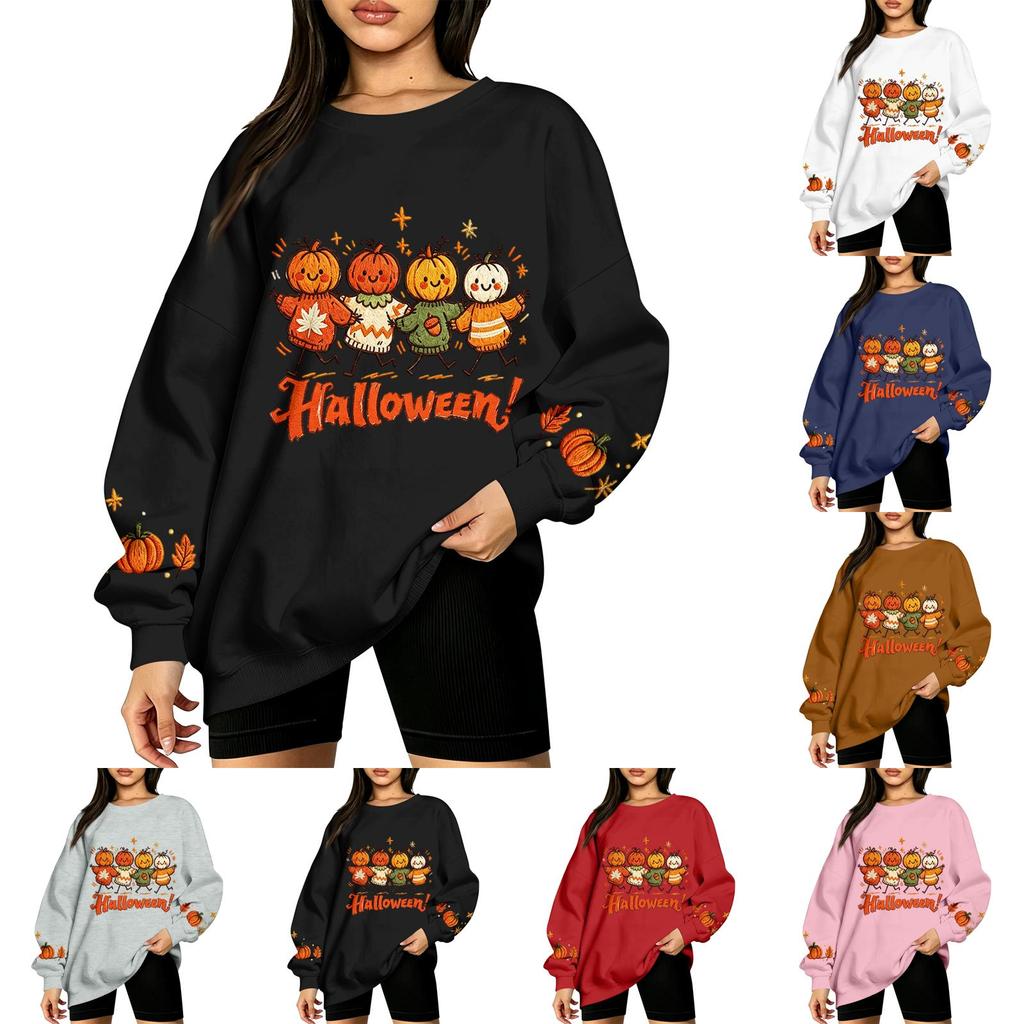 Women's Casual Long Sleeve Top with Christmas Print Round Neck for Holiday Party Wear