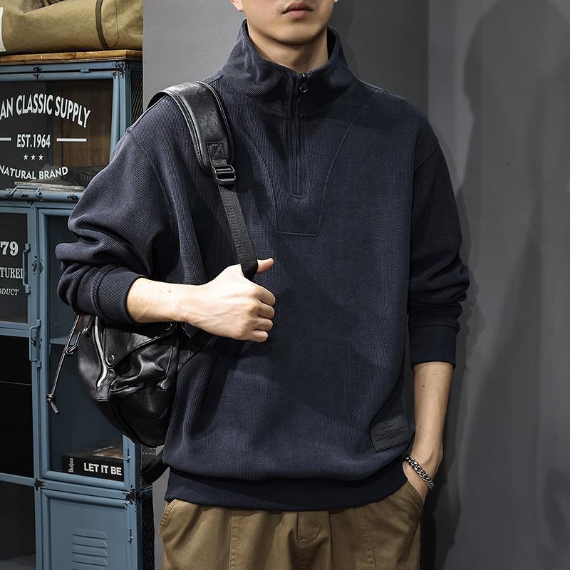 

Men s Heavyweight Chenille Half-Zip Stand Collar Hoodie - Trendy and Casual Streetwear Jacket 2X-Large синій