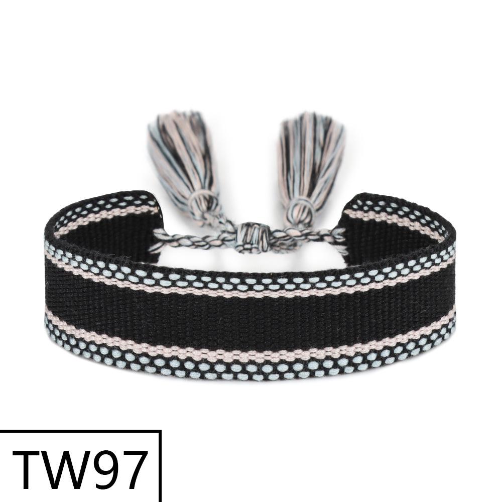 Customizable Handmade Bohemian Tassel Bracelet with Embroidered Logo - European & American Ethnic Friendship Style