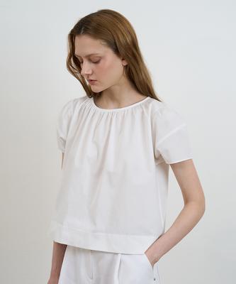 DEHEVE Volume Shirring Blouse [Ivory]