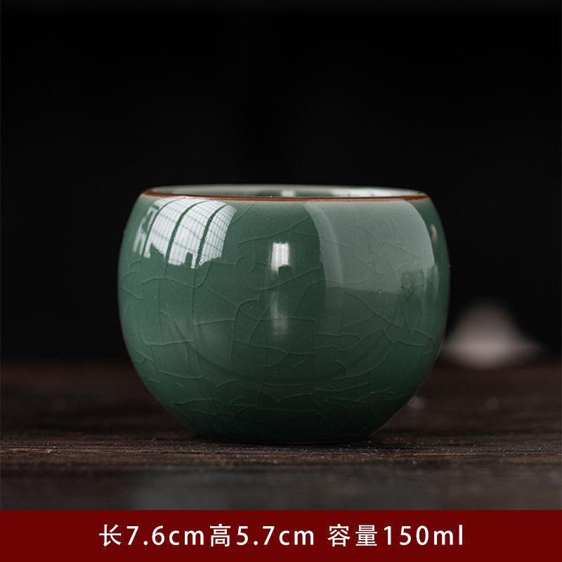 Large Ceramic Gaiwan-Style Personal Tea Cup With Crackled Glaze Five Elements Design Handcrafted Chinese Style Gift Giving