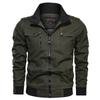 Casual Solid Color Jacket Zipper Pocket Stand-up Collar Large Size Coat Men's Pure Cotton Thin Autumn Top