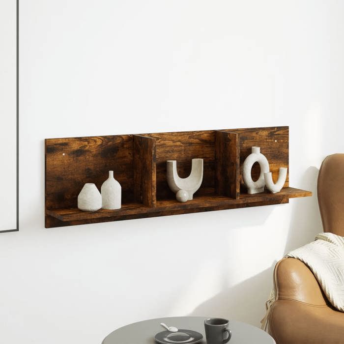 VidaXL Armoire murale 100x16,5x30 cm chêne fumé bois d'ingénierie, armoire murale flottante, étagère murale, vitrine murale, 854863