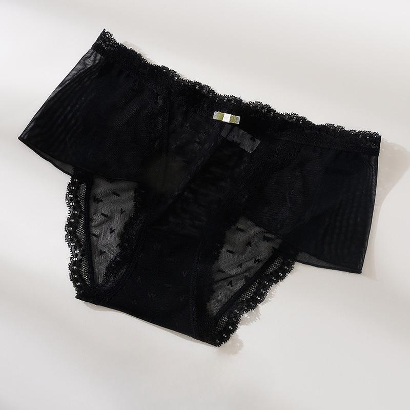 Female Summer Thin Sexy Lace Ice Silk Waist Antibacterial Cotton Crotch Quick Dry Briefs