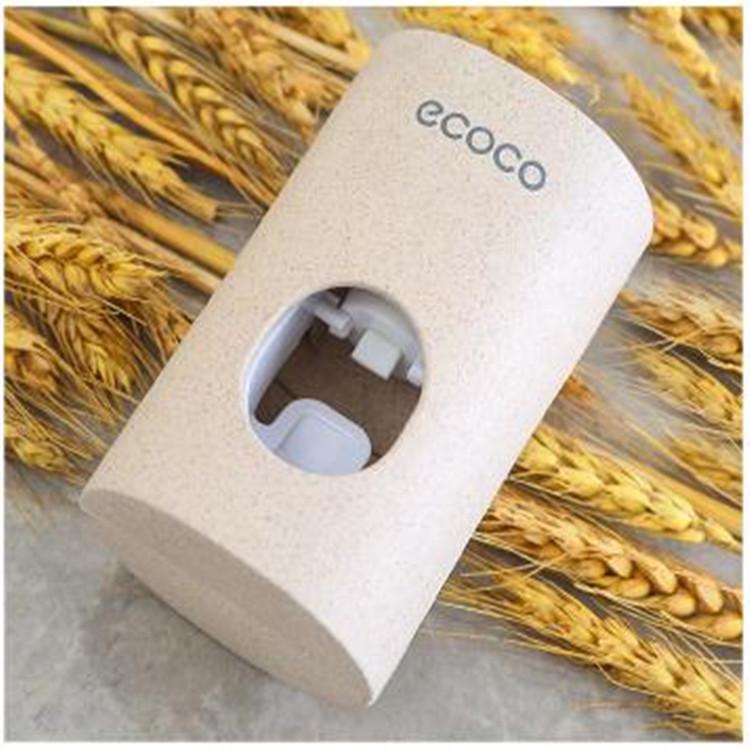 Wheat Straw Wall-Mounted Automatic Toothpaste Dispenser & Squeezer