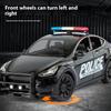 1/24 Metal Die-cast Tesla Armored Police Car Model Simulation Sound and Light Door Can Open Children's Toys Ornaments Birthday Gift