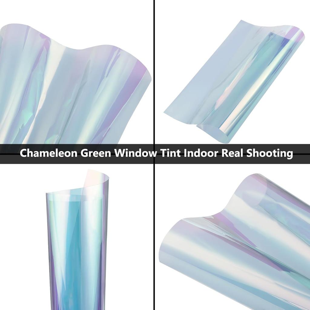 Chameleon Green Colorful Car Front Window Tint 76% VLT Car Windshield Solar Protection Film Color Change Window Film, 39.37" X 118.11"