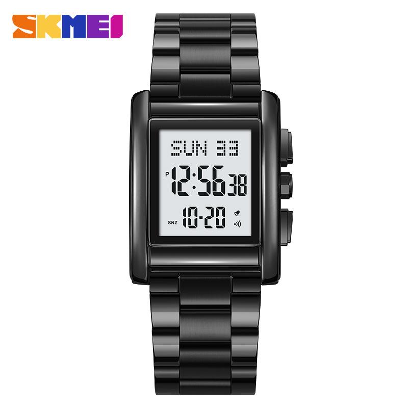 Men's stainless steel watch Multifunctional waterproof electronic watch Men's luminous led watch Electronic watch
