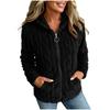 Women's Color Double-Sided Plush Hooded Zip-Up Cardigan Jacket