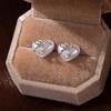 Light Luxury Heart-Shaped Pearl Bow Small Stud Earrings Imitation Silver Needle Versatile Small Earrings Cute Gentle Temperament Earrings Women