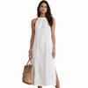 Neck Hanging Lace Splicing Dress Hollow Out Women's Summer Dress Sleeveless Dress  Beach Wear