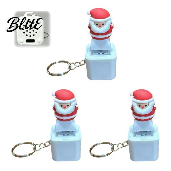 Novelty Christmas Party Favor Santa Sound Light Keychain Interactive Glowing Ornament with Festive Tunes Funny Xmas Gift for Adults USB-C