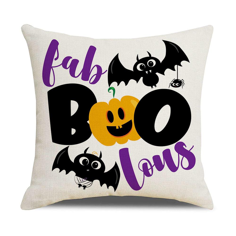 Halloween Pillowcase New Linen Digital Print Home Decoration Purple Pumpkin Cushion Cover