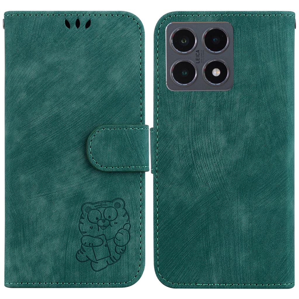 For Xiaomi 15T Wallet Case Tiger Imprint Leather Shockproof Phone Cover with Wrist Strap