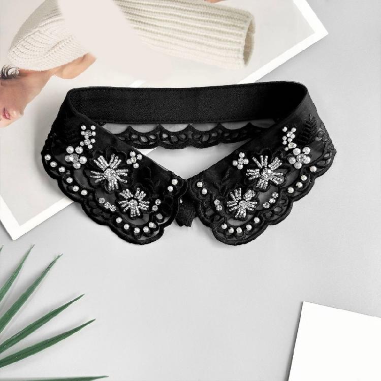 Eleganter Wiederverwendbarer Falscher Kragen Verziert mit Künstlichen Perlen Design Freundliches Polyester Business Meeting Kragen-Enhancer