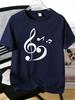 Unisexs Tee Heart Shaped Music Note Symbol Graphic Print Cotton Short Sleeve Male Casual Streetwear Outdoor Daily Basic Fashion Top