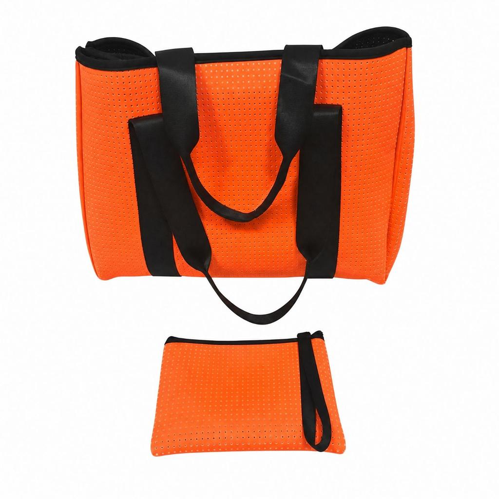 Versatile Open-Top Travel Tote with Wristlet Pouch Roomy Beach