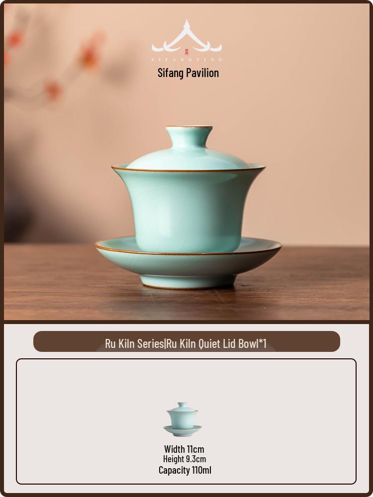 Handmade Jun Ware Celadon Gaiwan Tea Cup – Single Ru Porcelain Tea Set Gift 150ml