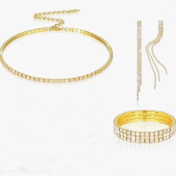 Copper Prong Setting Wedding Jewelry Set With Water Dziam For Bridesmaid And Bridal Parties