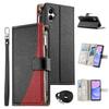 For Samsung Galaxy A05 4G Case Zipper Wallet Color Splicing Leather Flip Phone Cover with Straps