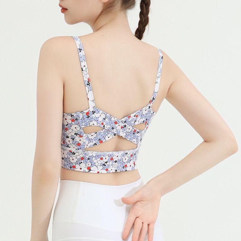 With Chest Pad Export Beauty Back High Elastic Quick-Drying Printing Yoga Straps Women's Wrapped Chest Bubble Wrap Running Sports Fitness Bra