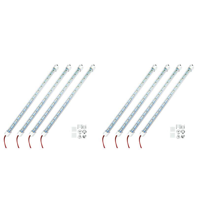 8X 12V Interior LED Light Bar 48 Leds Strip Lights With Switch And Magnets 6500K White Light For Car Van RV With US Plug