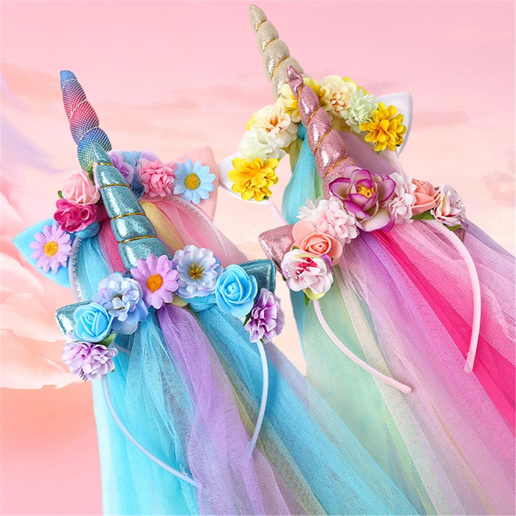 Horn Rainbow Halloween Headwear Headband Photo Props Party Cosplay Costumes Dancing Party Blingbling Headband Halloween