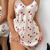 Women's V Neck Spaghetti Strap Nightdress Heart Print Sexy Nightwear Sleepwear Outfit For Home Wear Romantic Date