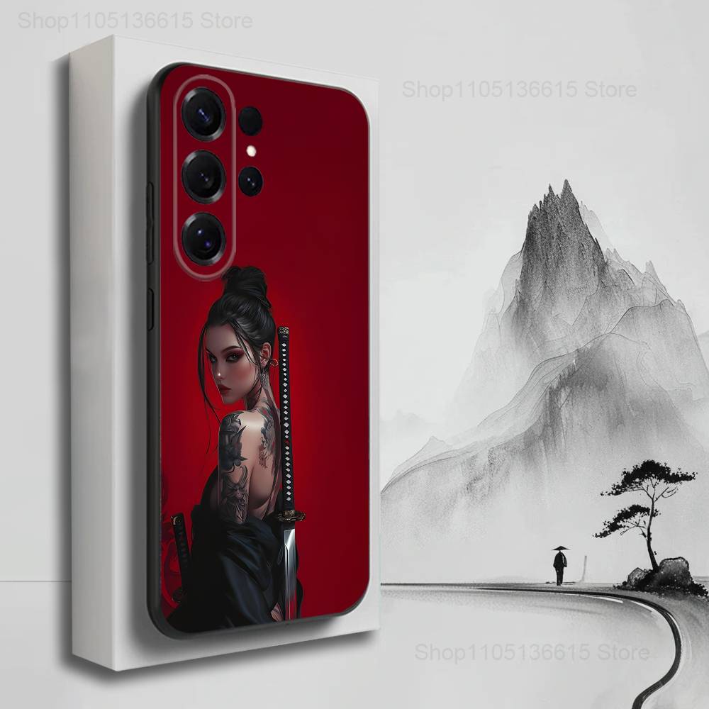 Cool Art Warrior Woman Phone For Samsung S22,S25,S24,S23,Ultra,FE,Plus,S21,S20,S10,S9,Lite,Soft Silicone Black