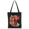 26 English letters A-Z floral print student canvas bag fashion portable shopping bag shoulder bag