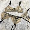 Sexy ultra-thin large-size lace fun set, small anti-sagging three-piece set