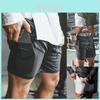 Sportshorts voor heren, geschikt voor de sportschool, bodybuilding, hardlopen en casual gebruik, met veilige zakken voor extra gemak.
