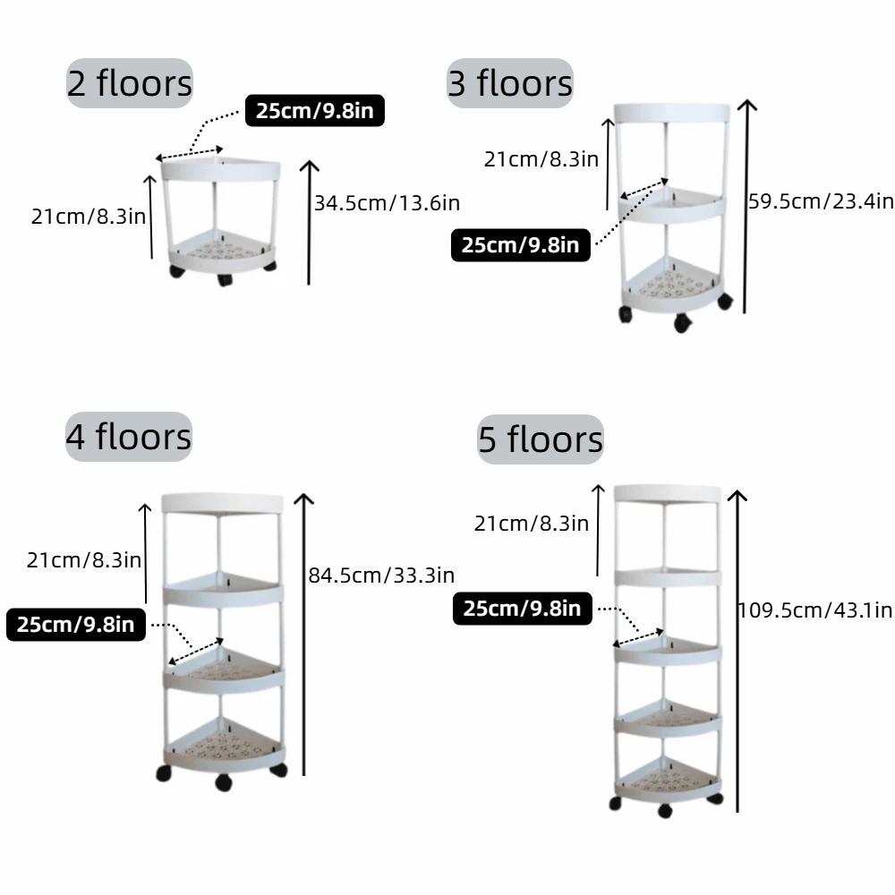 Multi-Tier Bathroom Storage Rack Large Capacity Rolling Cart Storage Rack Home Organizer