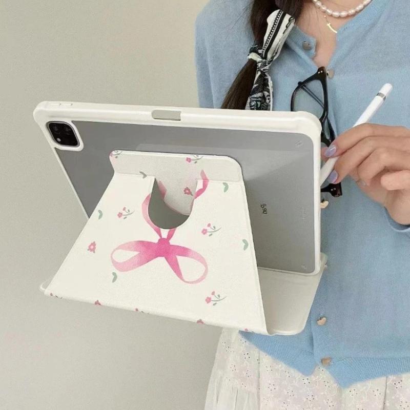 Smart Case with Pen Holder for Samsung Tab S7 S8 S9 11 Plus S10 S9 12.4 Inch Pencil Case for S7 Plus 12.4 Inch Pink Bow Print