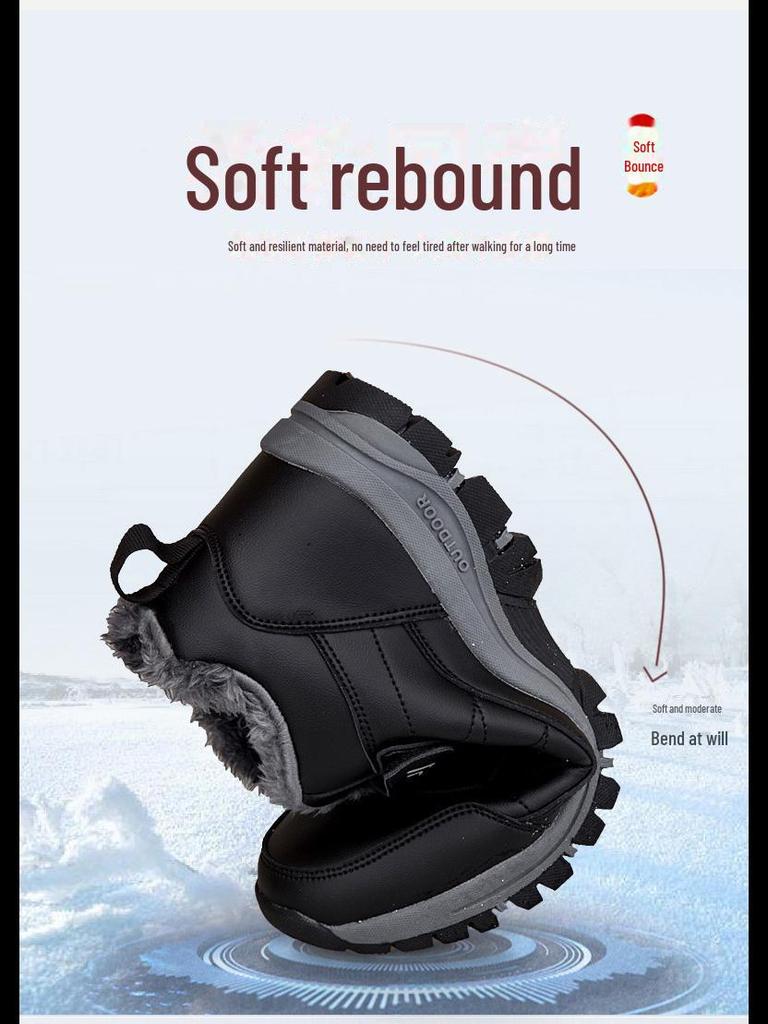 Zimní pánské zateplené trekové boty - Velká velikost 48, Protiskluzové sněhule pro střední věk a seniory