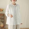 2025 Retro Art Women's Embroidered Lapel Shirt - Comfortable Spring Top