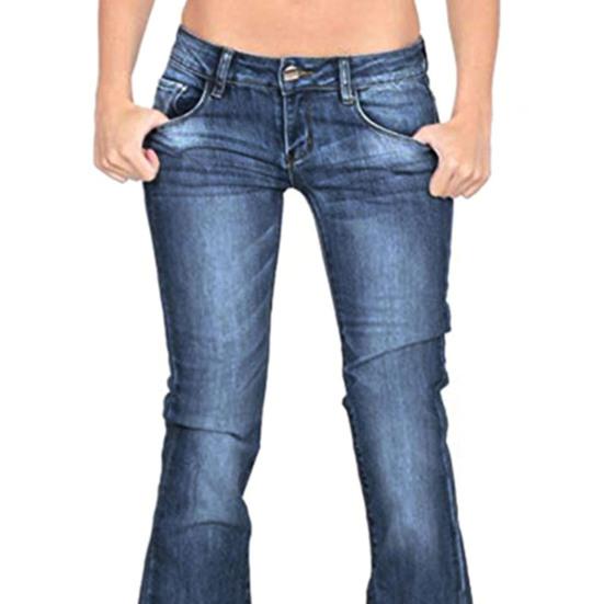 Women Jeans Elastic Slim Fit Gradient Flared Low Rise Lady Pants Daily Clothes