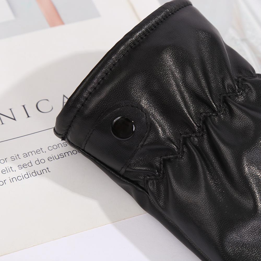 Men's and Women's Touch Screen Leather Gloves To Keep Warm from the Cold, Hairy Gloves, Men's Motorcycle Riding Gloves Thickened and Windproof